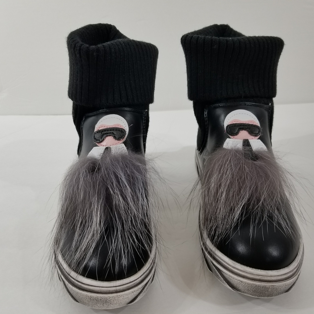 Black Fur Trim Sneakers
